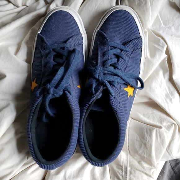 blue and yellow converse